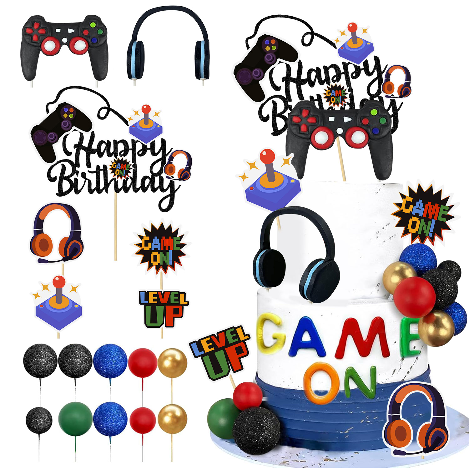 Retro Gaming Events - 17Pcs Video Retro Game Cake Toppers
