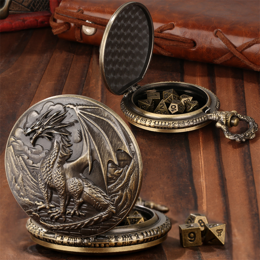 Retro Gaming Gif - Vintage Metal Dragon Pocket Watch Case