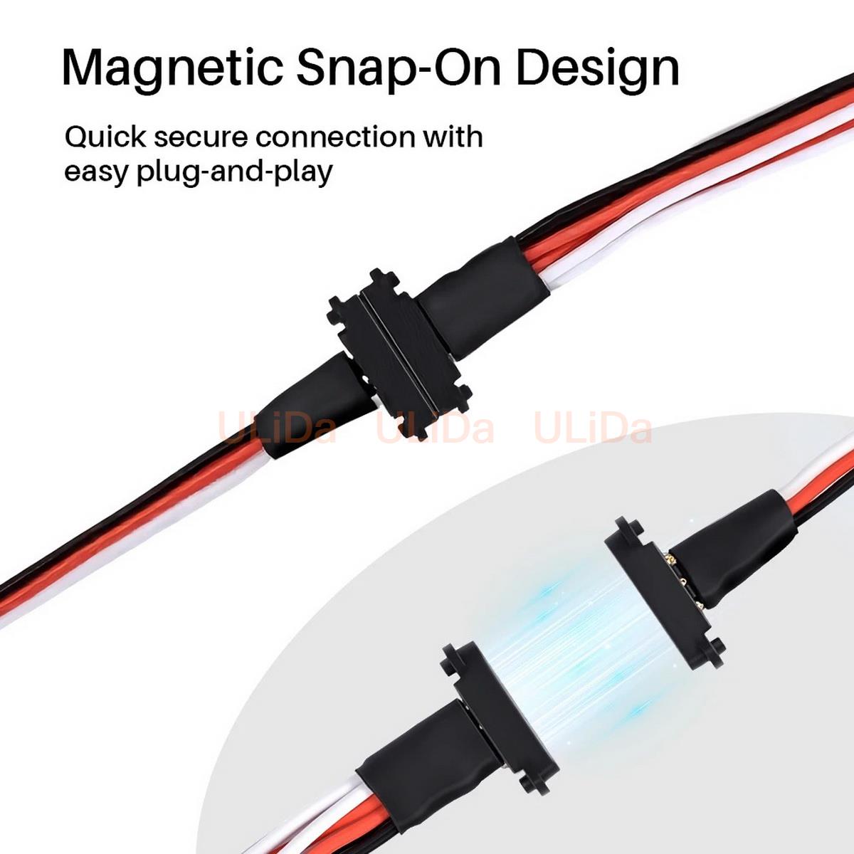 Composite Rca Cable - 3-Pin Magnetic Snap-on 1 to 2