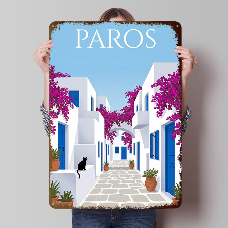 Paros Greek Island Tin Poster  - Retro Gaming Island recensione e prezzo