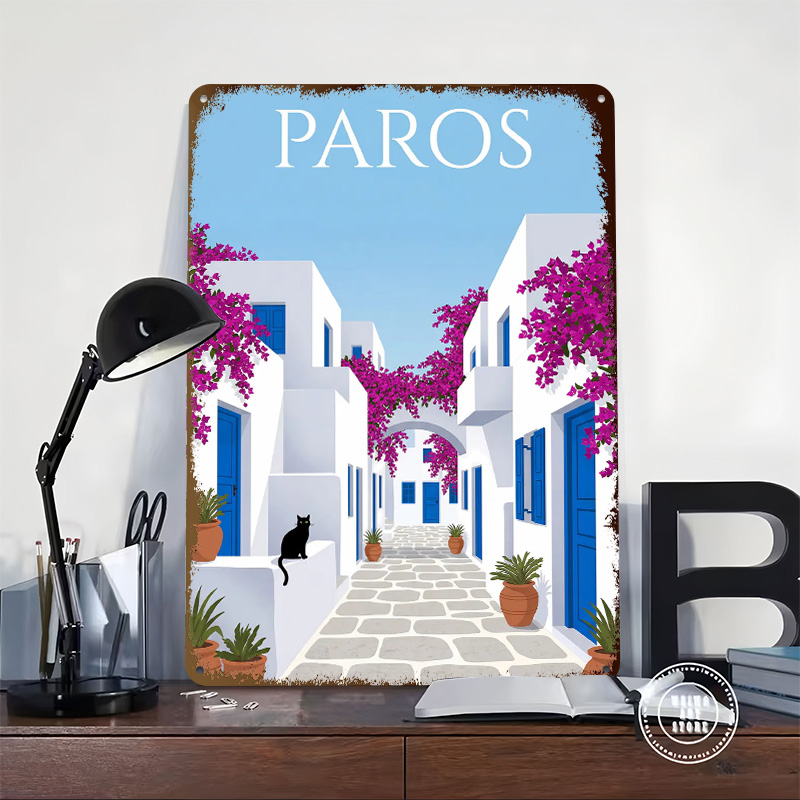Paros Greek Island Tin Poster  - Retro Gaming Island recensione e prezzo