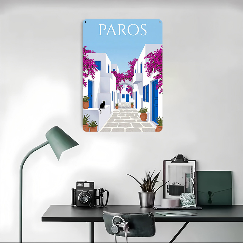 Paros Greek Island Tin Poster  - Retro Gaming Island recensione e prezzo