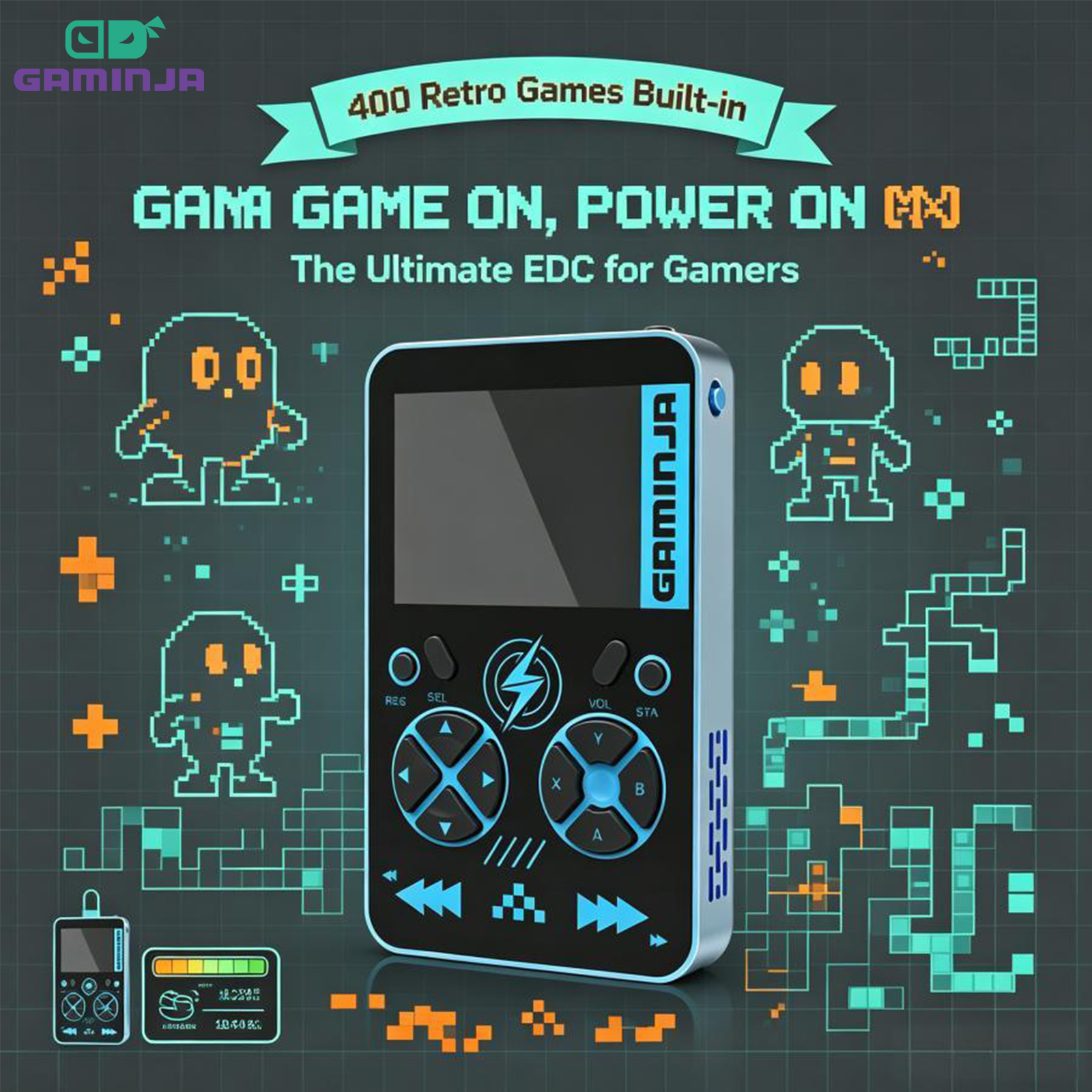 GAMINJA PB05 Retro Gaming Cons - Retro Gaming Power Bank recensione e prezzo
