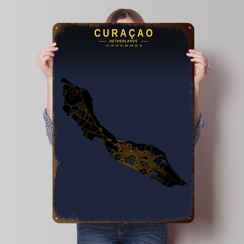 Cura??ao Island Map Tinplate P - Retro Gaming Island recensione e prezzo