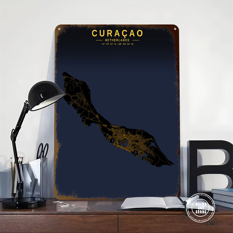 Cura??ao Island Map Tinplate P - Retro Gaming Island recensione e prezzo