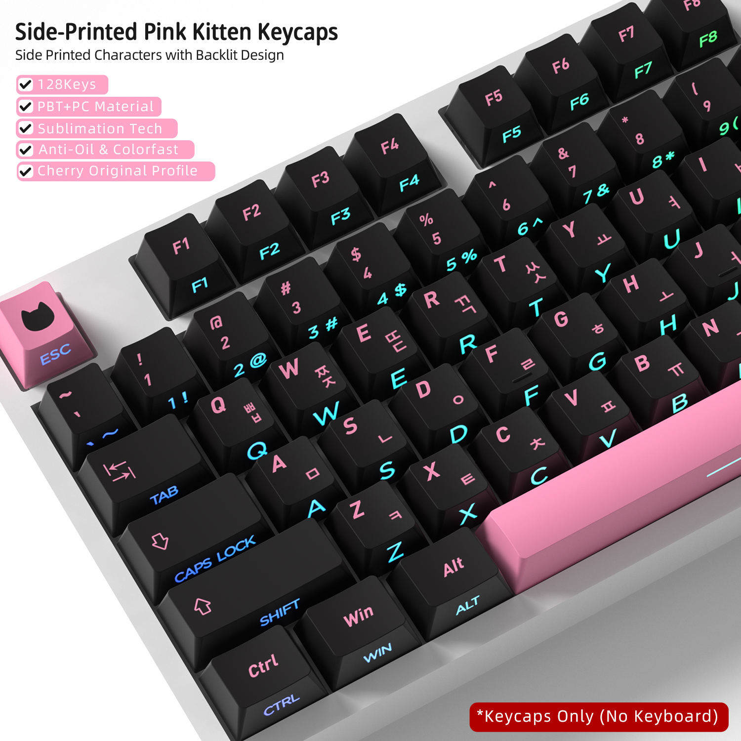 Black Pink Cat Korean Keycaps  - Retro Gaming Keycaps recensione e prezzo