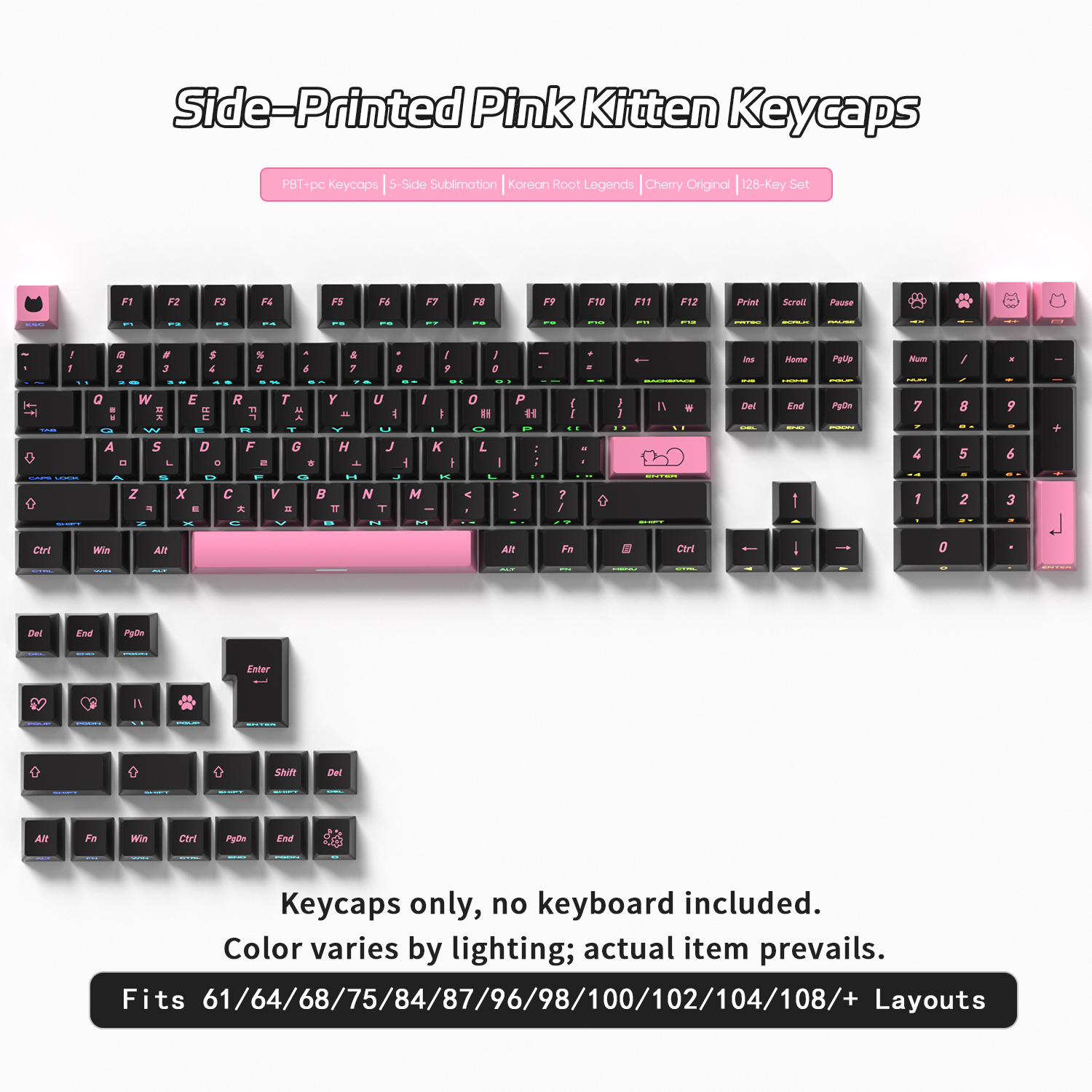 Black Pink Cat Korean Keycaps  - Retro Gaming Keycaps recensione e prezzo