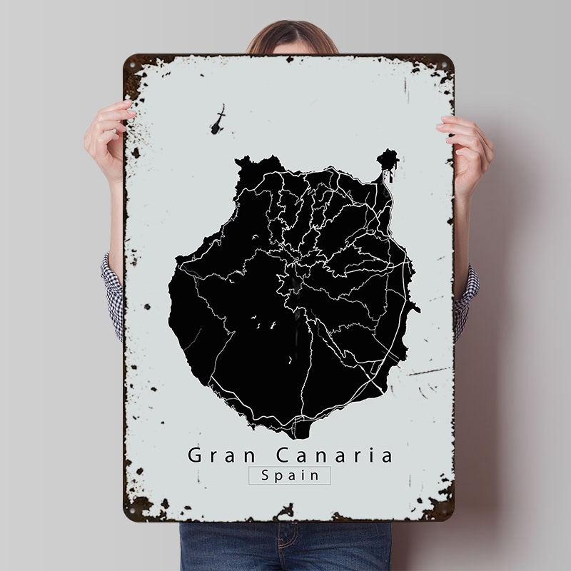Gran Canaria Island Map Metal  - Retro Gaming Island recensione e prezzo