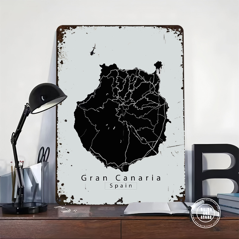 Gran Canaria Island Map Metal  - Retro Gaming Island recensione e prezzo