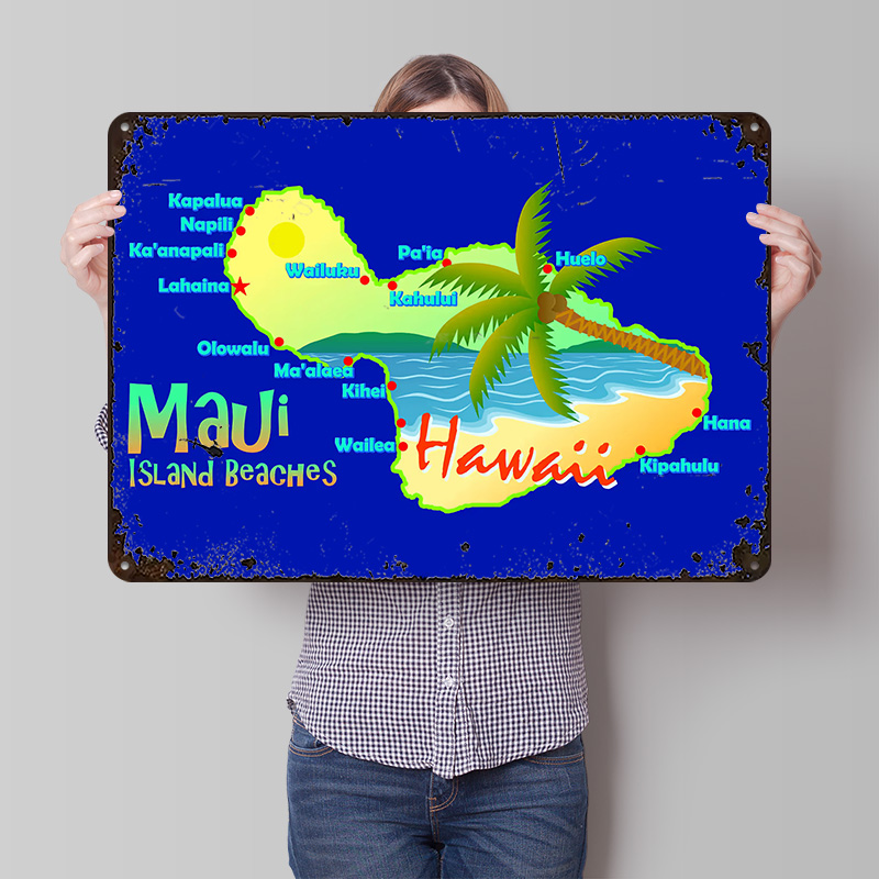Maui Hawaii Island Beaches Map - Retro Gaming Island recensione e prezzo
